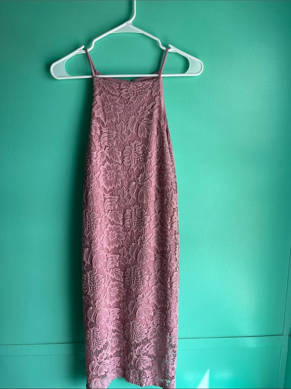 love J Mauve Pink Lace Midi Slip Dress